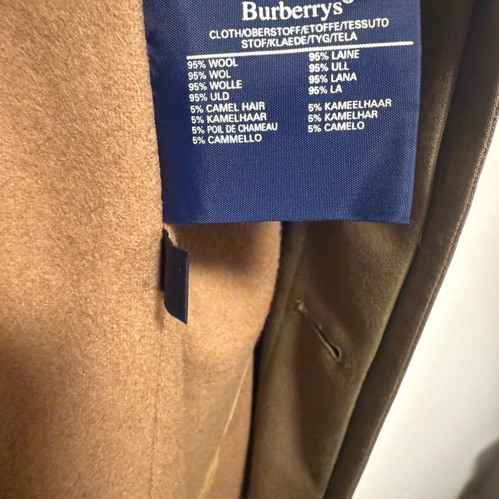 Men's Burberry Tan Trench Coat in Wool - Picture 8 of 9